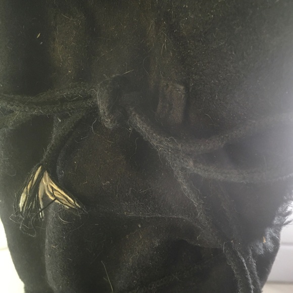 SO So Real Black Leather Fur Lined Lace Up Wedge Boots Womens 8.5 - Picture 6 of 10